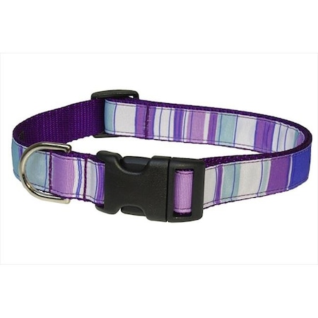 STRIPE-PURPLE-MULTI3-C Stripe Dog Collar; Purple - Medium